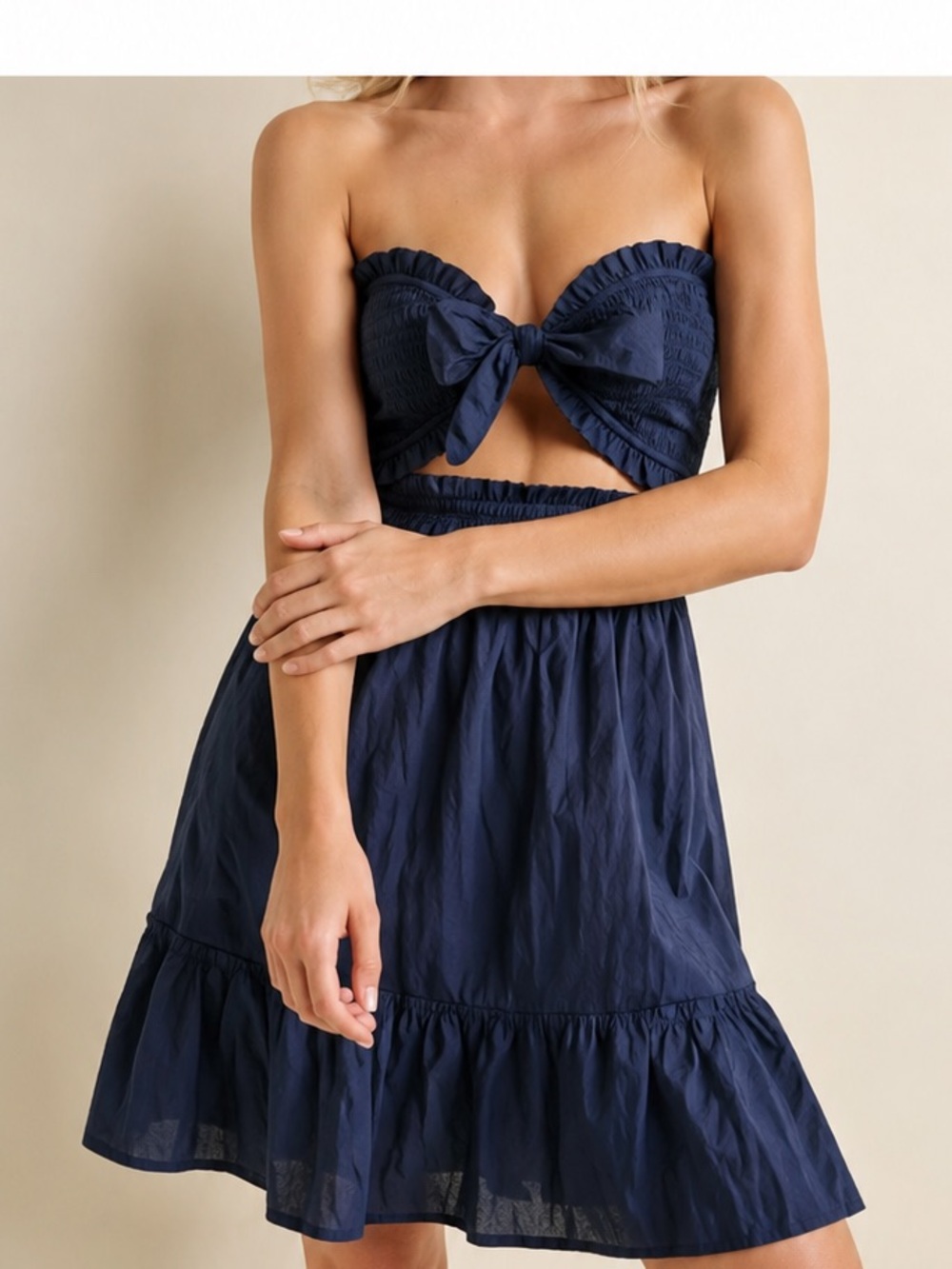 4/50$ Navy Strapless Reversible Tie-Front Dress